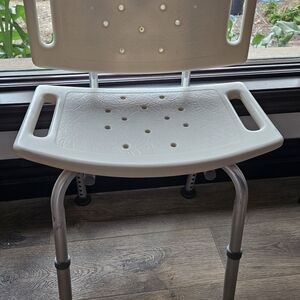 Adjustable White Shower Chair with Backrest